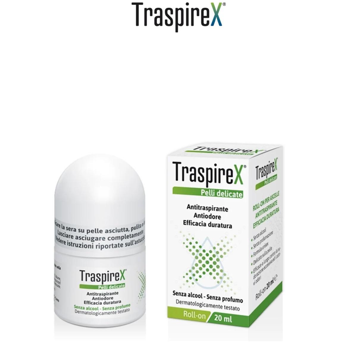Traspirex Roll-on Antitraspirante Pelli Delicate 20 ml ( Deodorante ) senza profumo